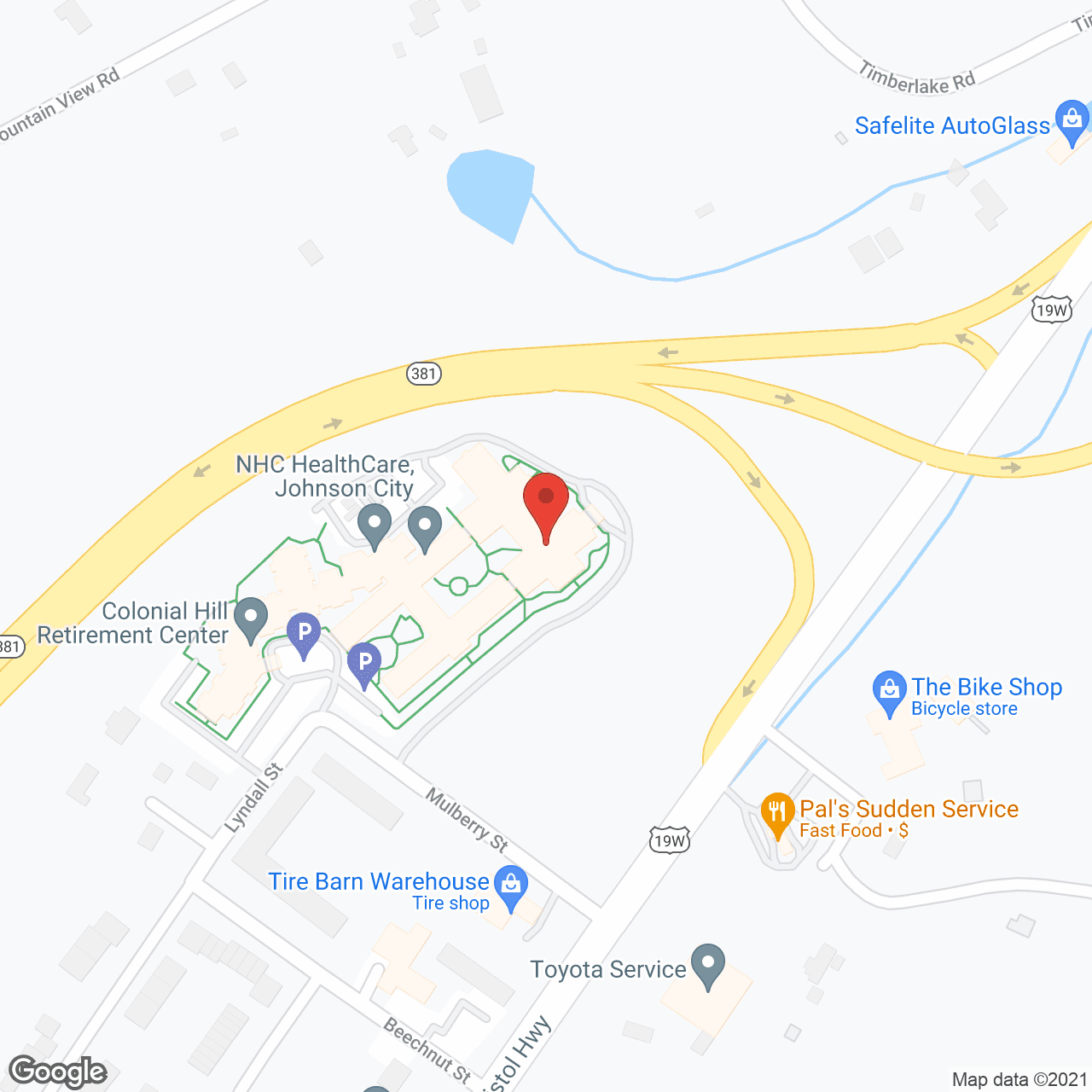 Map of the neighborhood around NHC Health Care - Johnson City