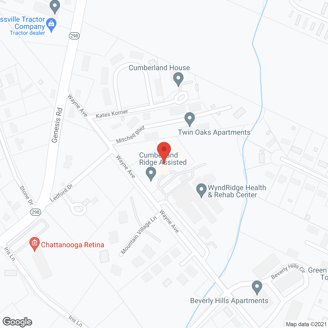 Map of the neighborhood around Cumberland Ridge