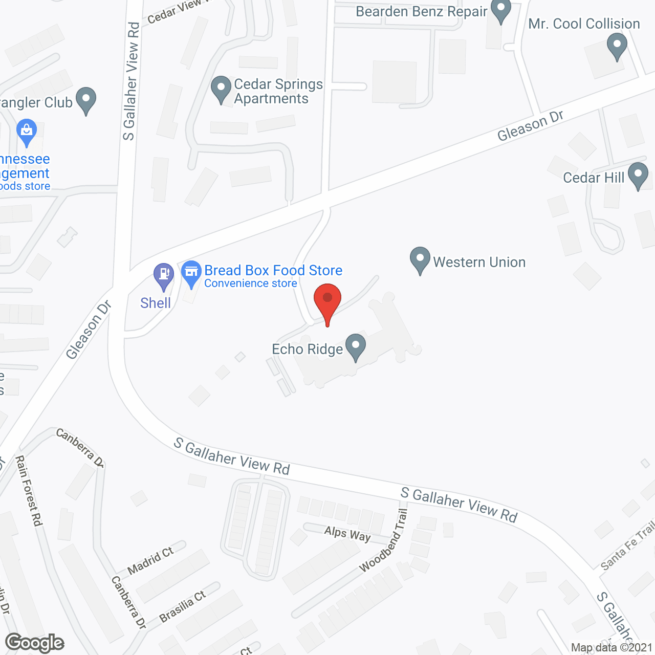 Map of the neighborhood around Holiday Echo Ridge