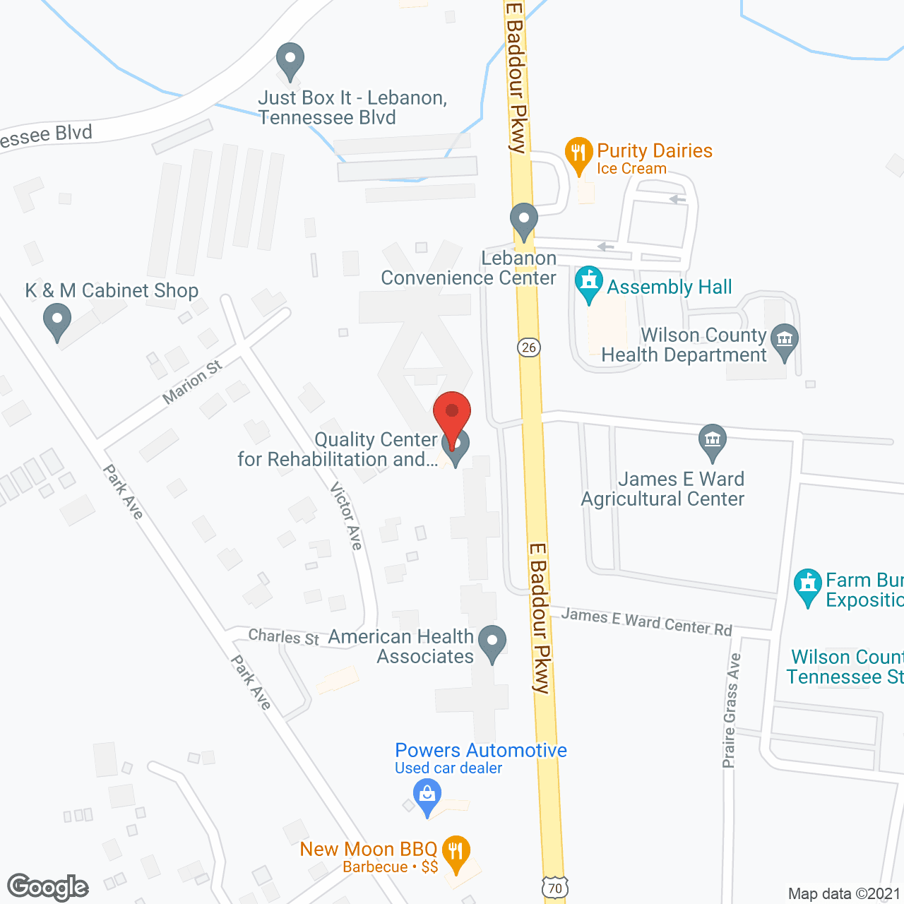 Map of the neighborhood around Quality Center for Rehab and Healing