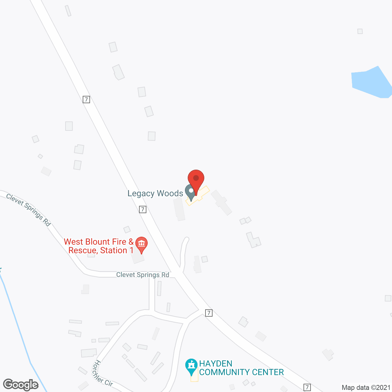 Map of the neighborhood around Legacy Woods