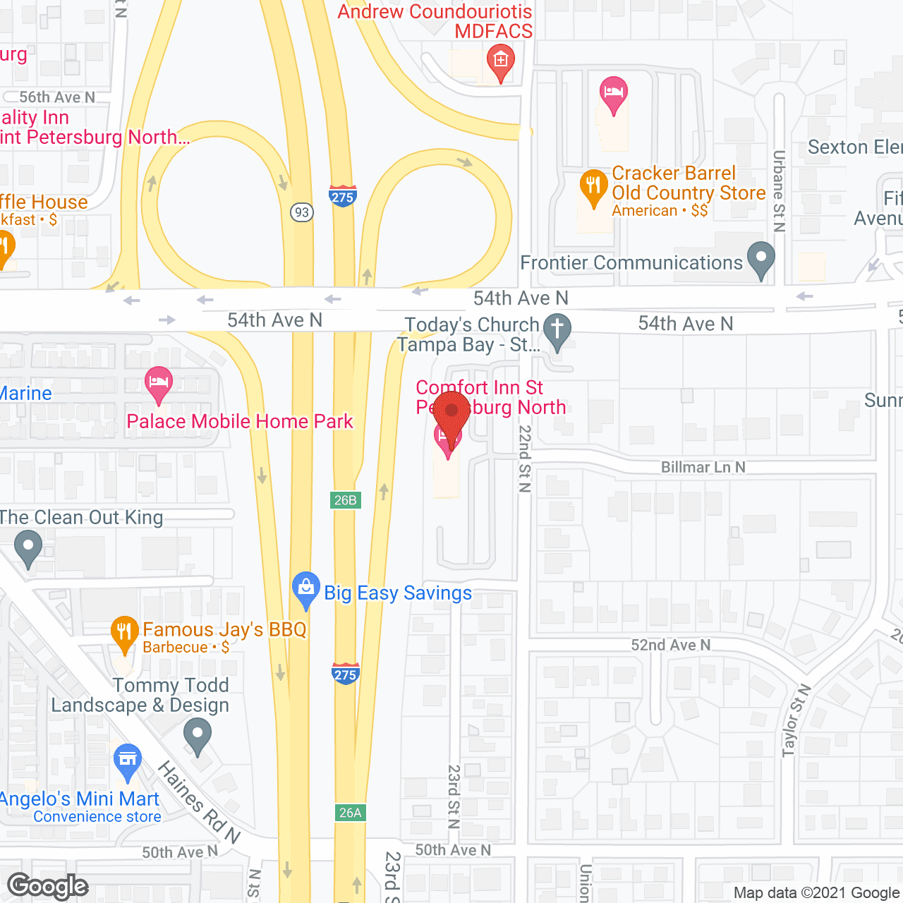 Map of the neighborhood around Oakmont
