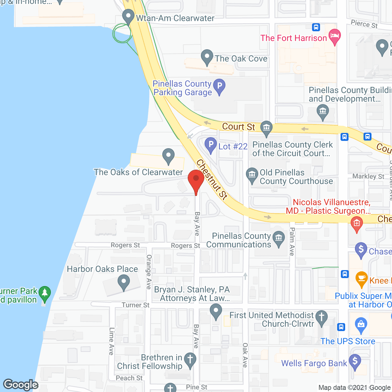 Map of the neighborhood around The Oaks of Clearwater