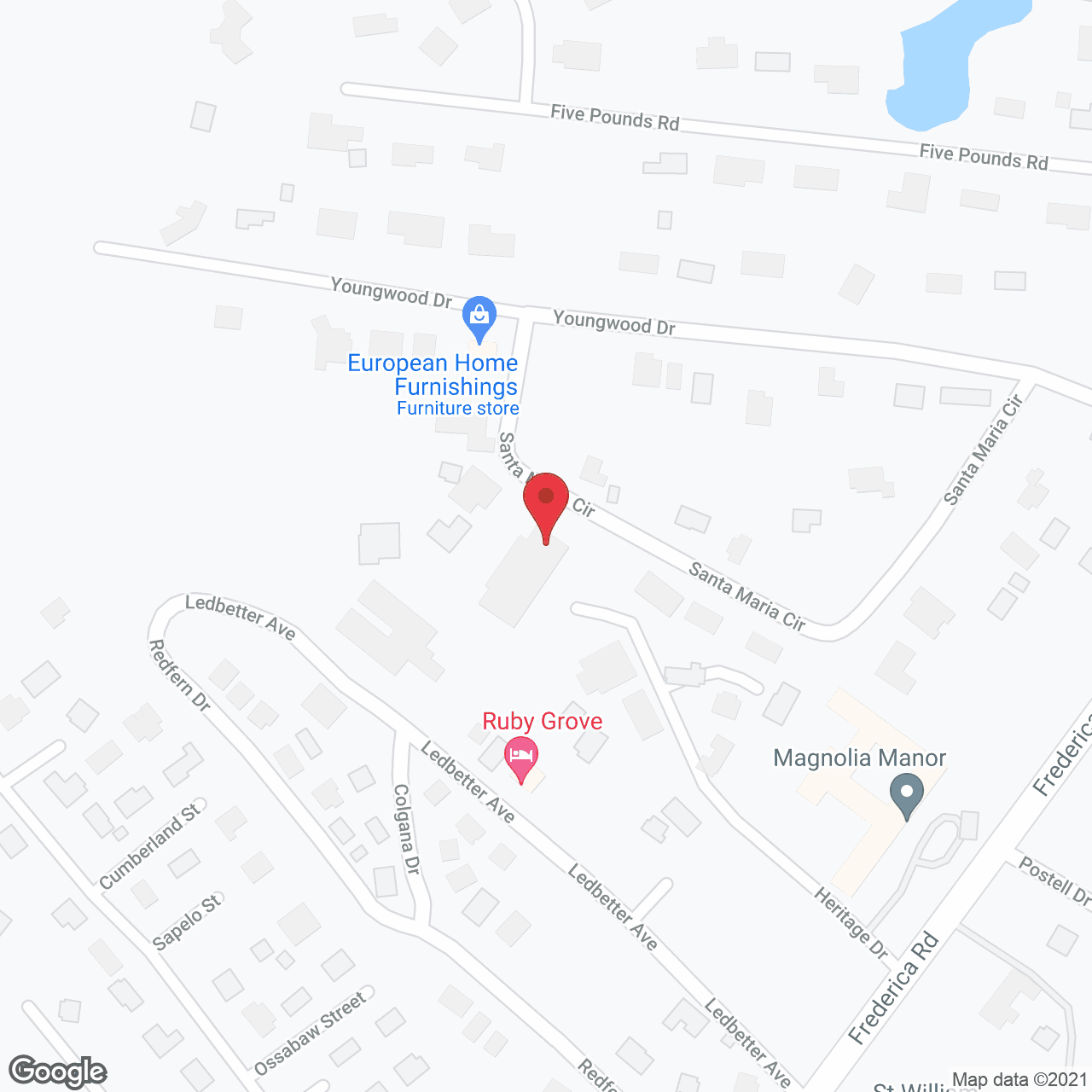 Map of the neighborhood around Magnolia Manor of St. Simons