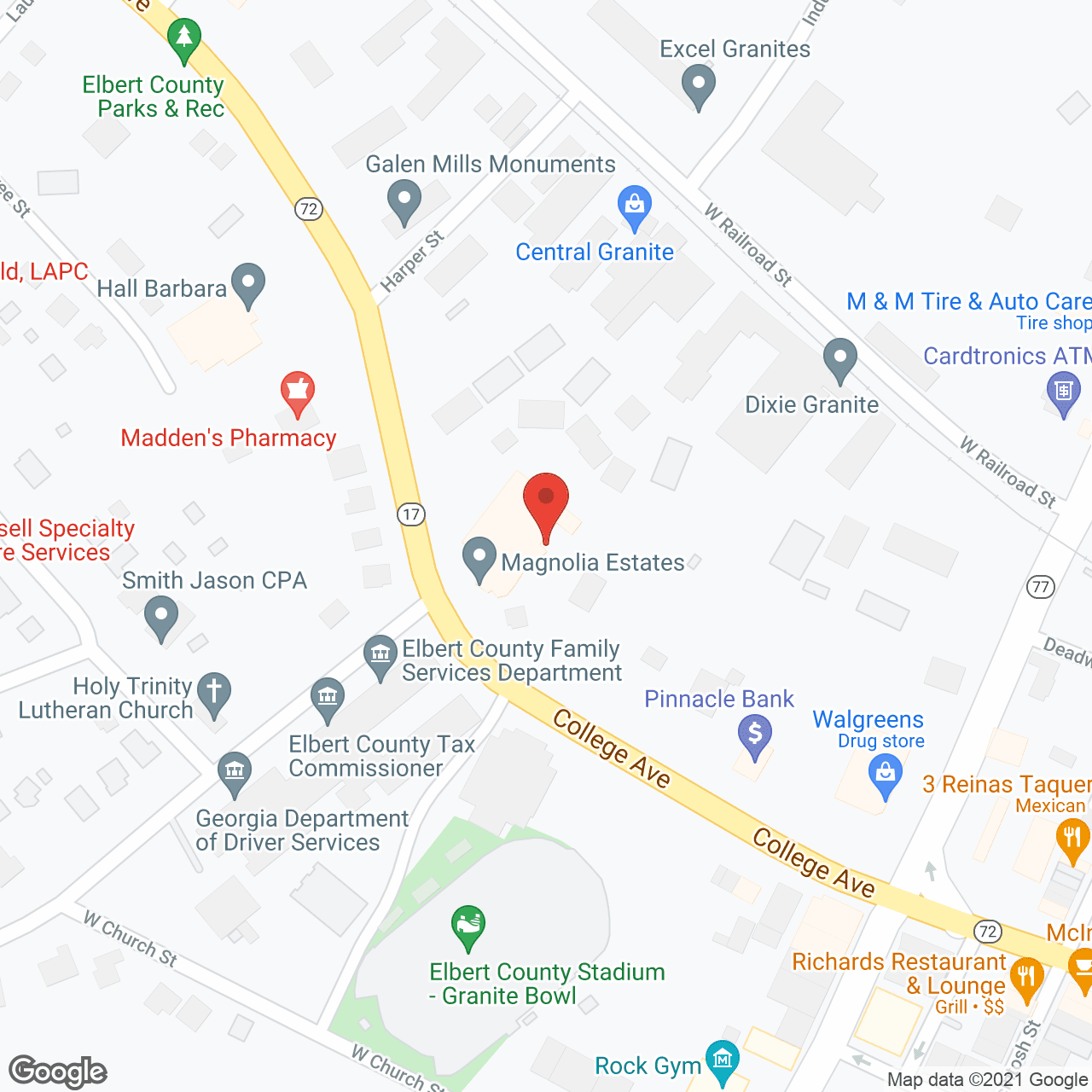 Map of the neighborhood around Magnolia Estates