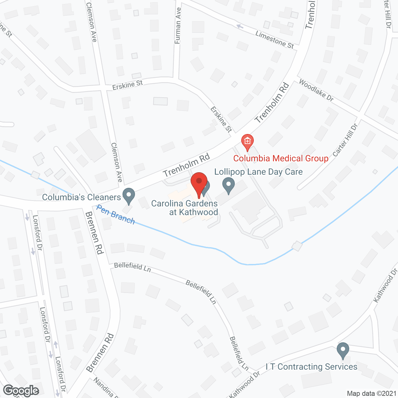 Map of the neighborhood around Carolina Gardens at Kathwood