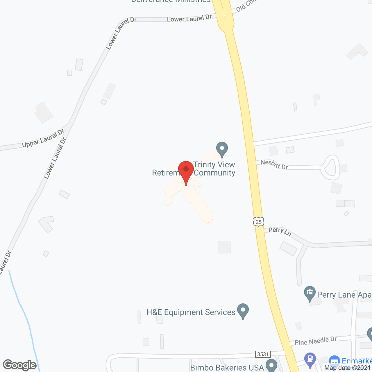 Map of the neighborhood around Trinity View Retirement Community