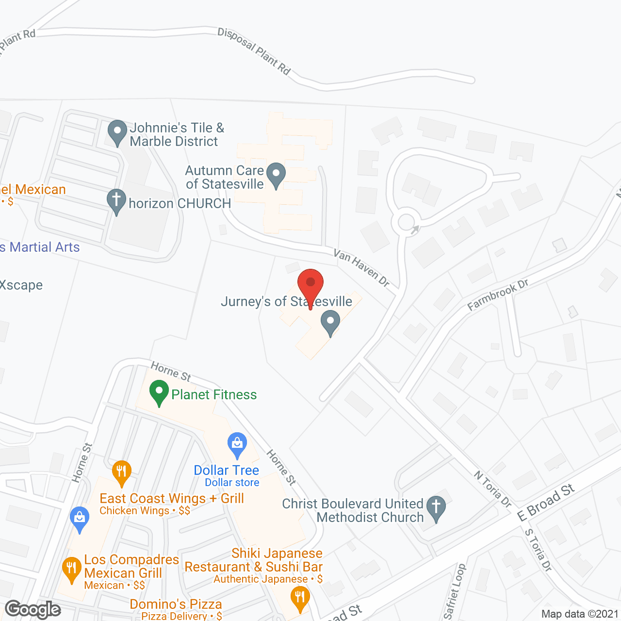 Map of the neighborhood around Jurney's of Statesville
