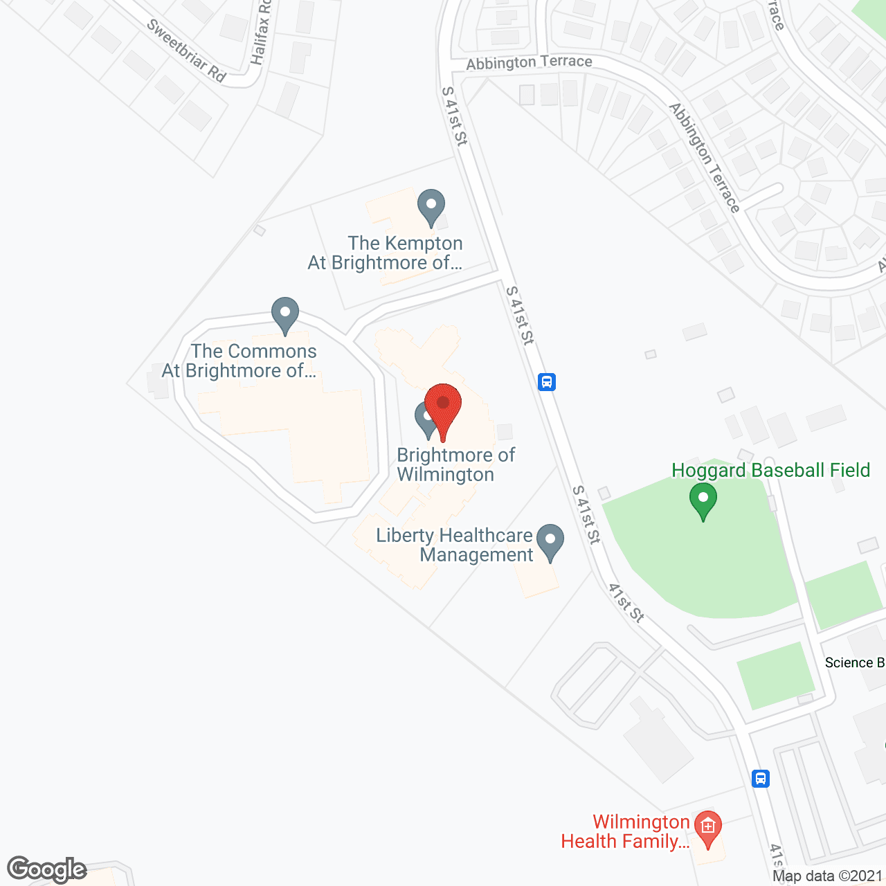 Map of the neighborhood around Brightmore of Wilmington