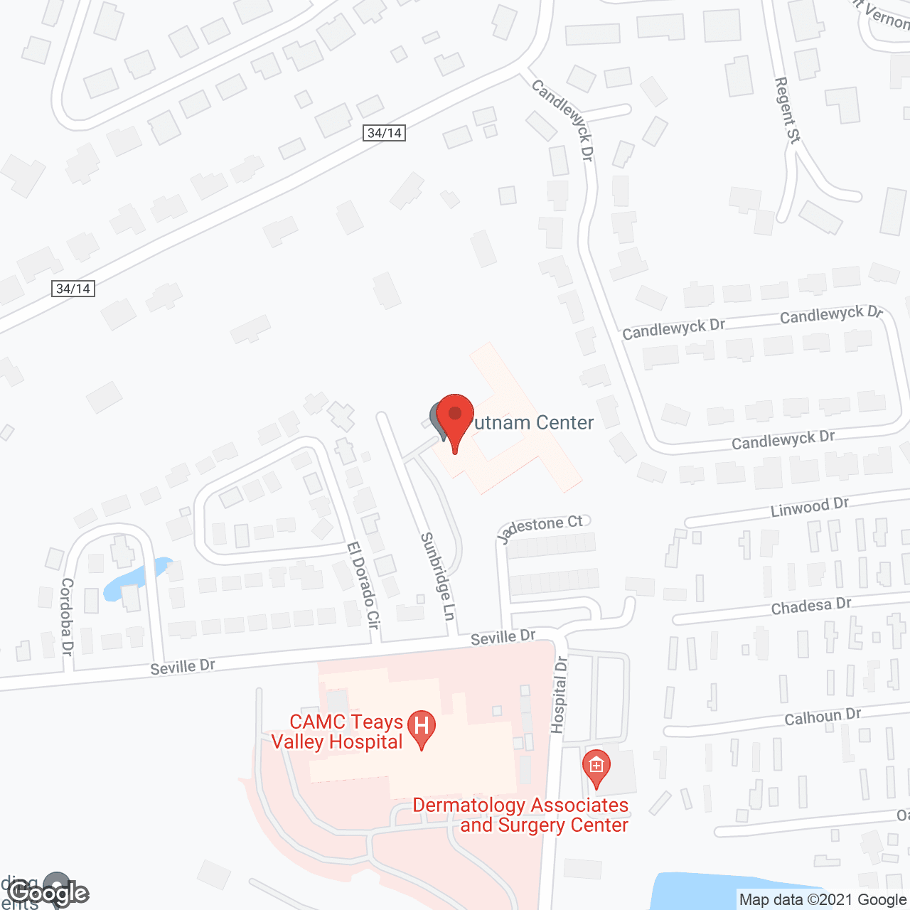 Map of the neighborhood around SunBridge Care and Rehabilitation for Putnam