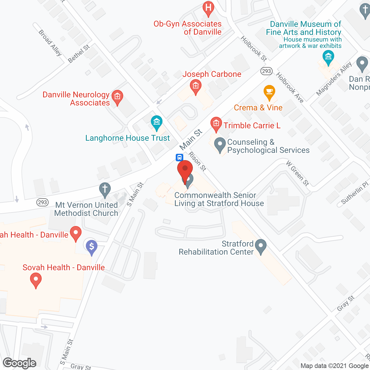 Map of the neighborhood around Commonwealth Senior Living at Stratford House
