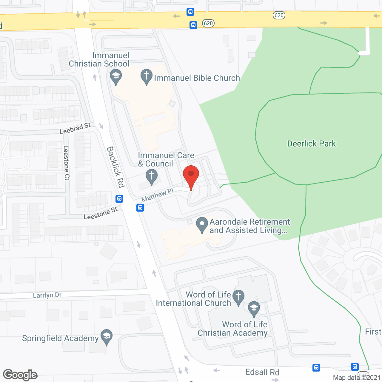 Map of the neighborhood around Aarondale Community