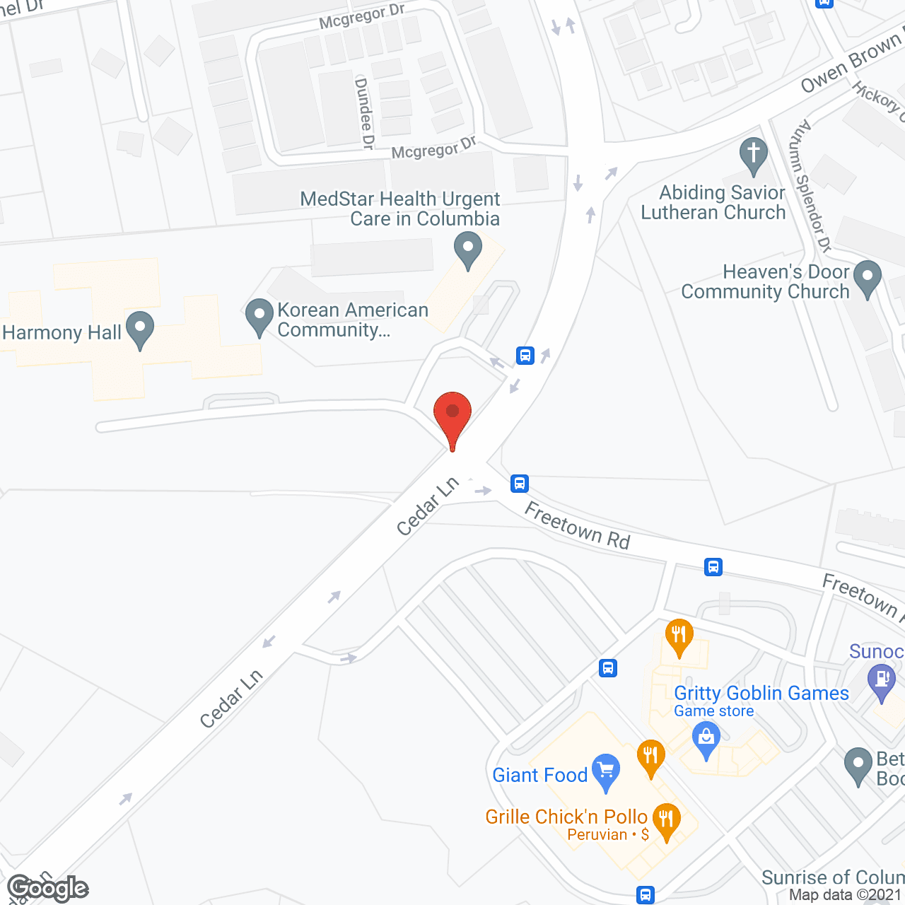 Map of the neighborhood around Lorien Harmony Hall