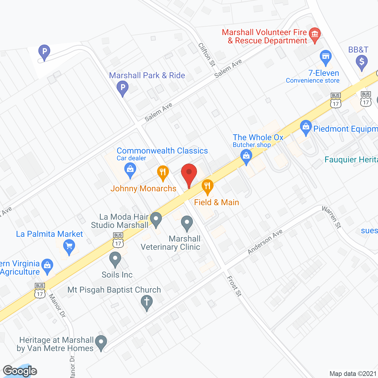 Map of the neighborhood around Marshall Manor