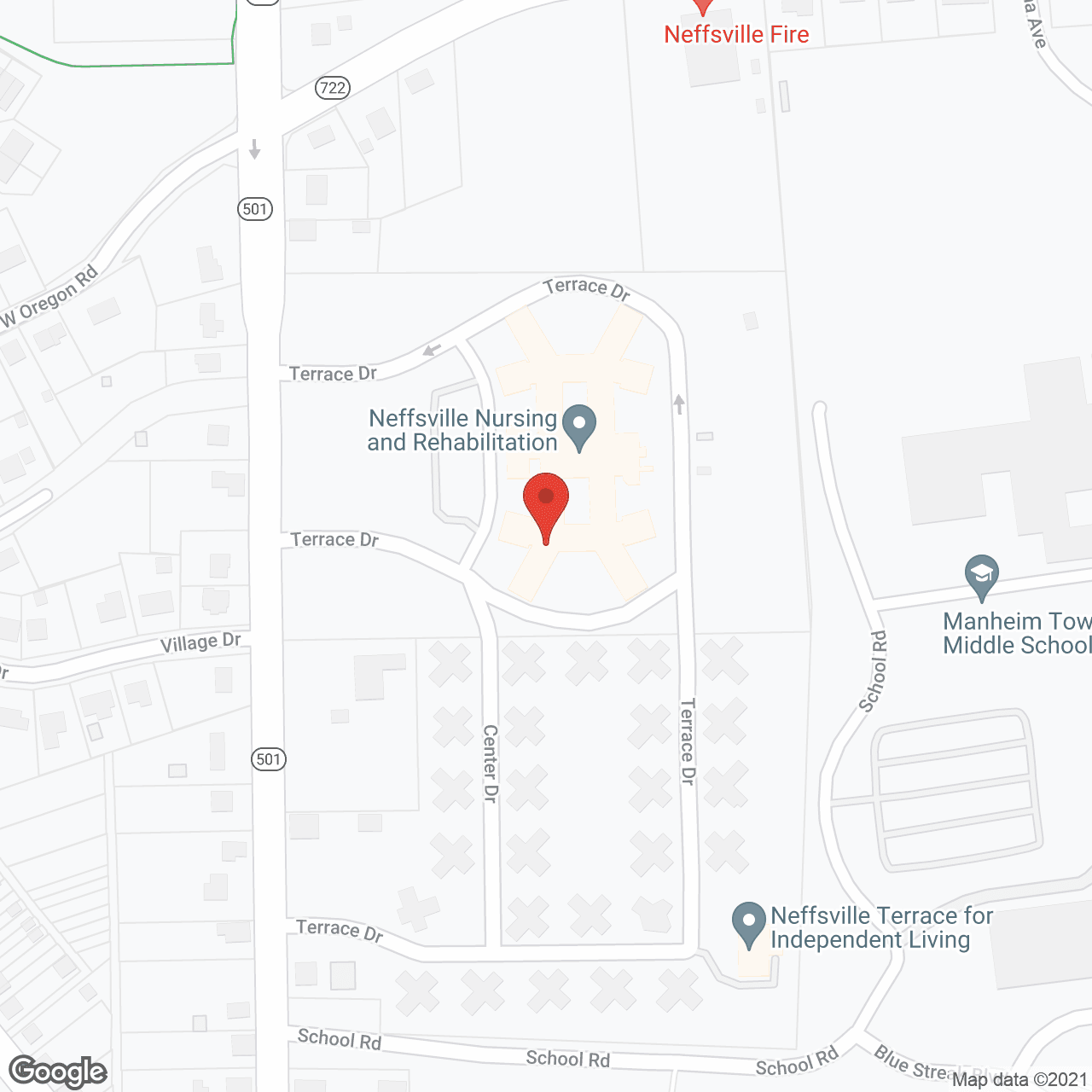 Map of the neighborhood around Neffsville Nursing and Rehabilitation