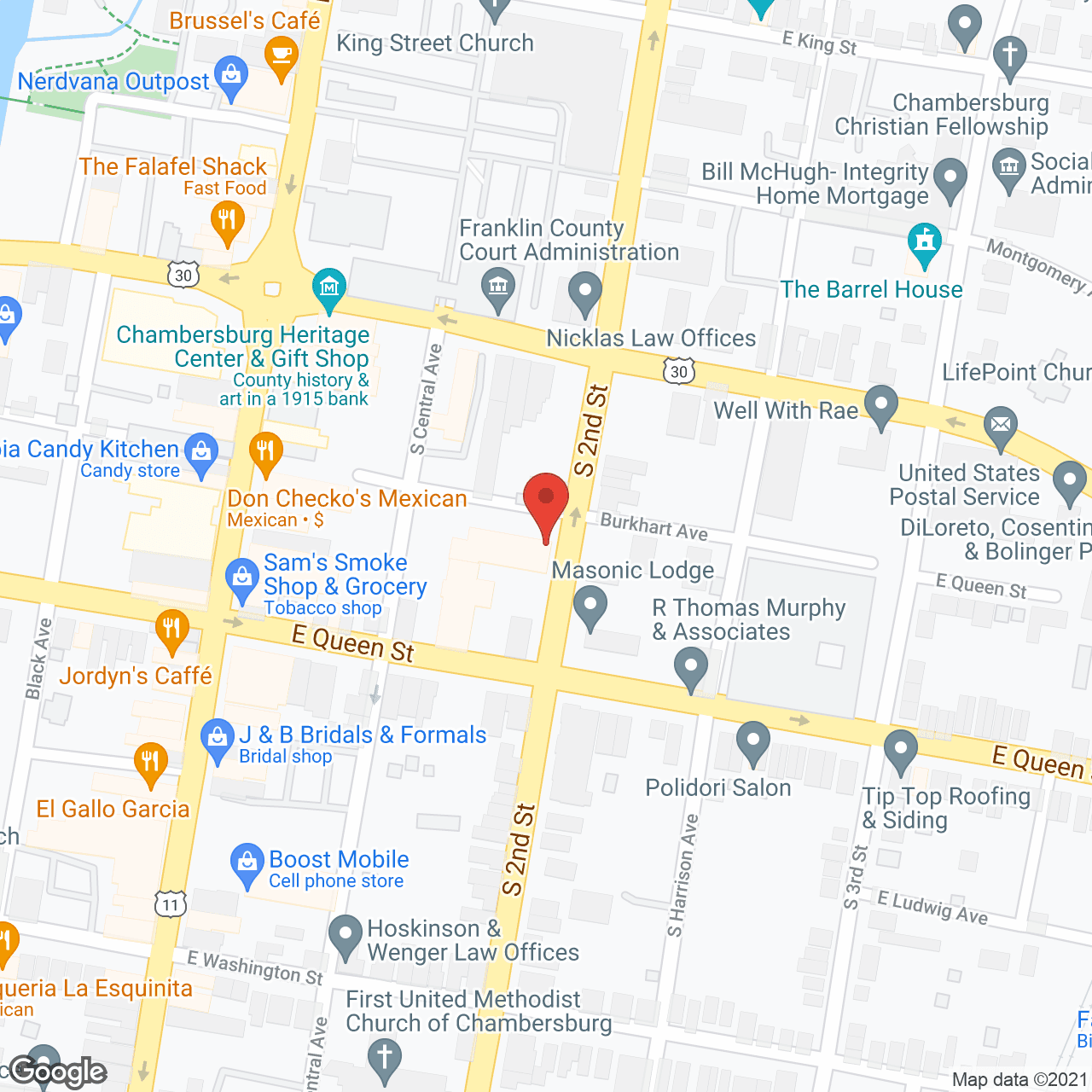 Map of the neighborhood around Transitions Healthcare Shook Home