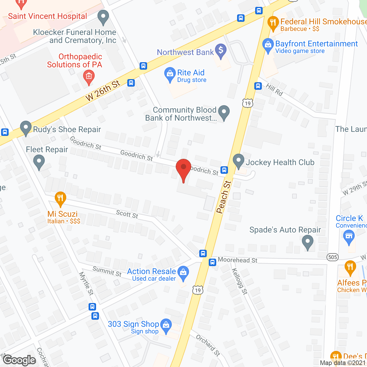 Map of the neighborhood around Golden LivingCenter - Erie