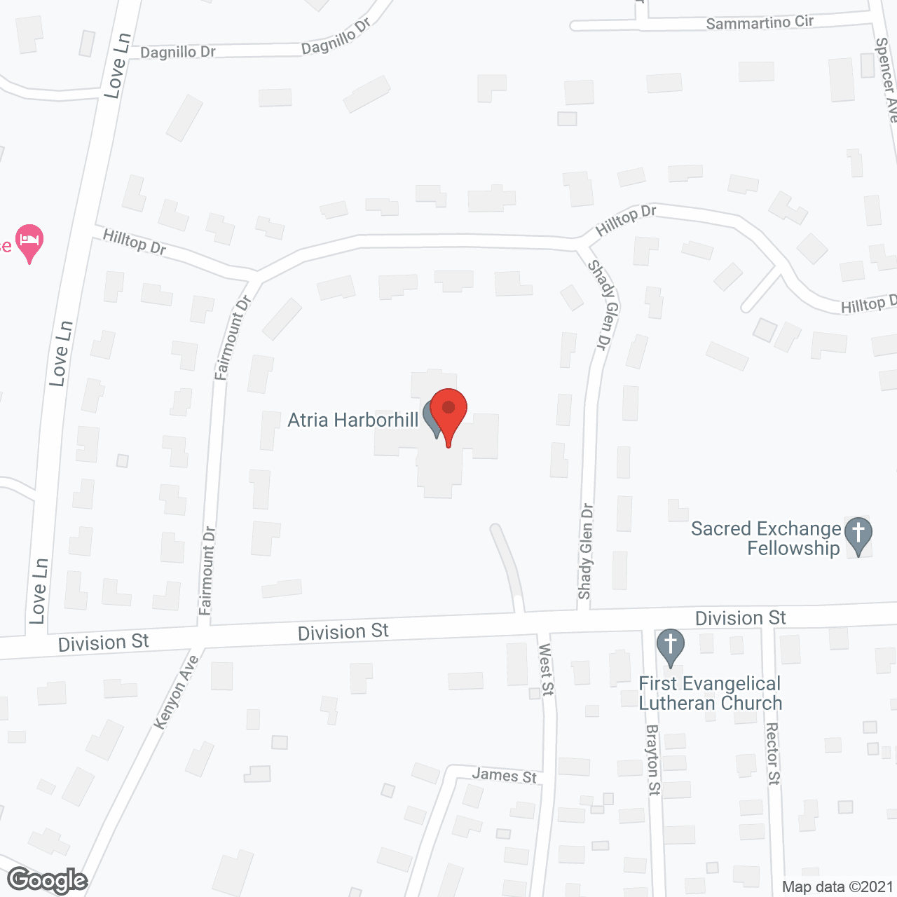 Map of the neighborhood around Atria Harborhill