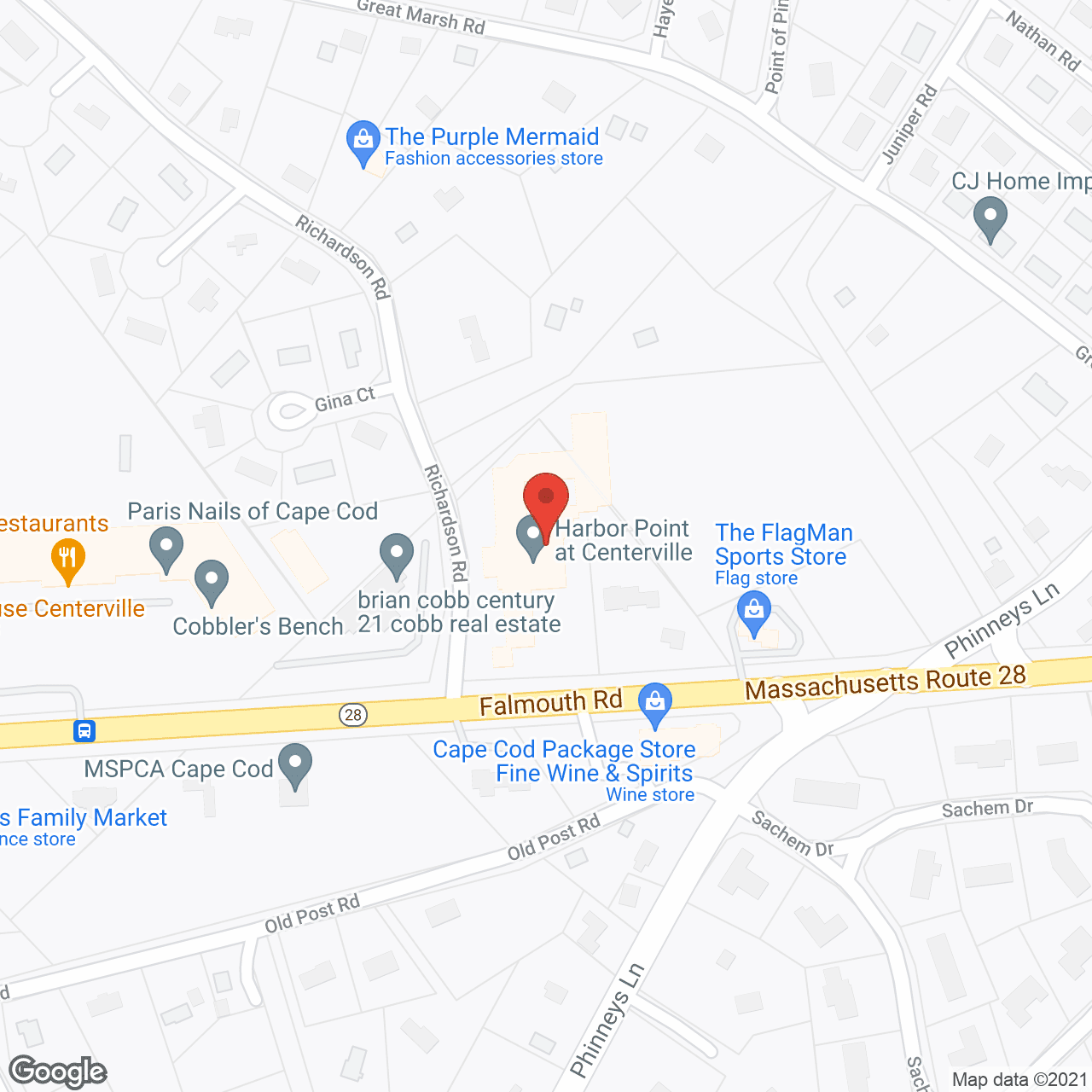 Map of the neighborhood around Harbor Point at Centerville