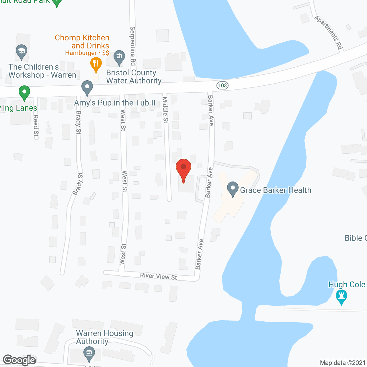 Map of the neighborhood around Willow's