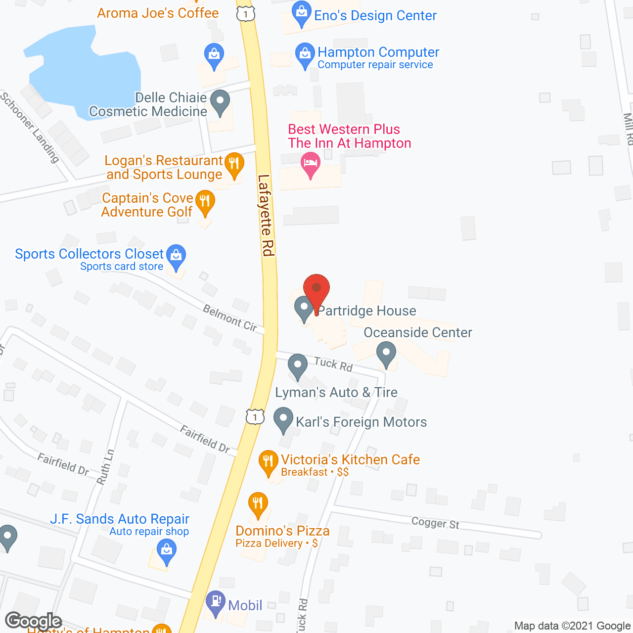 Map of the neighborhood around Partridge House