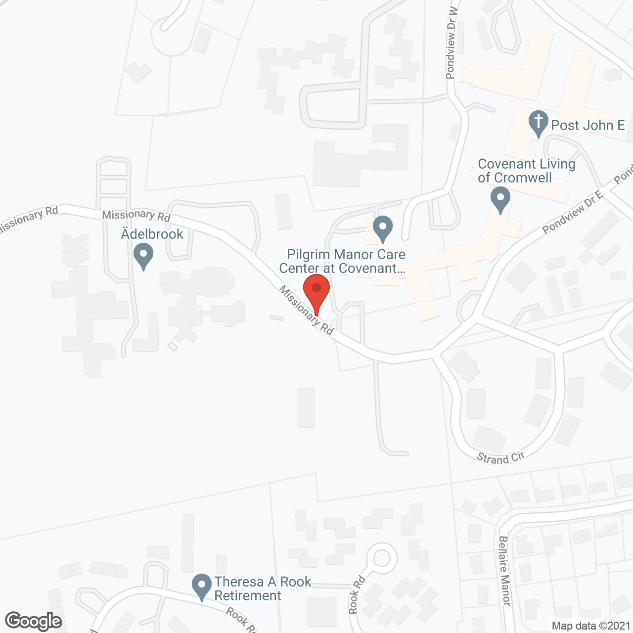 Map of the neighborhood around Covenant Living of Cromwell