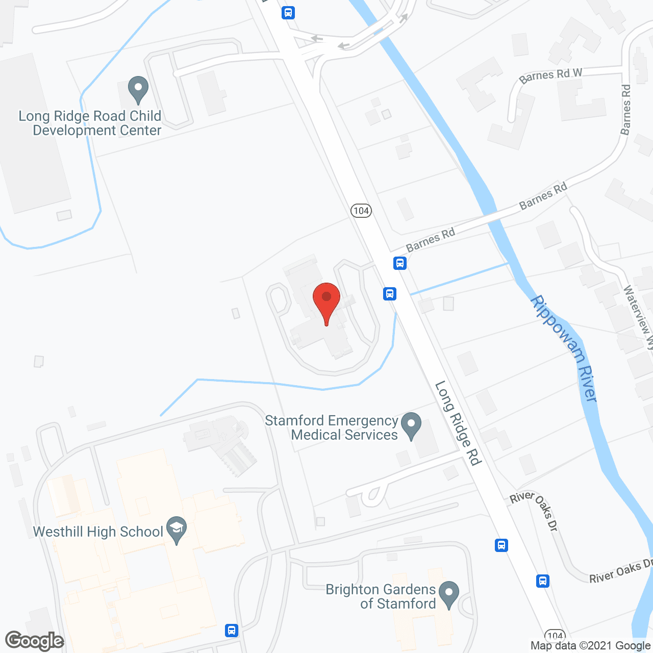 Map of the neighborhood around Long Ridge of Stamford