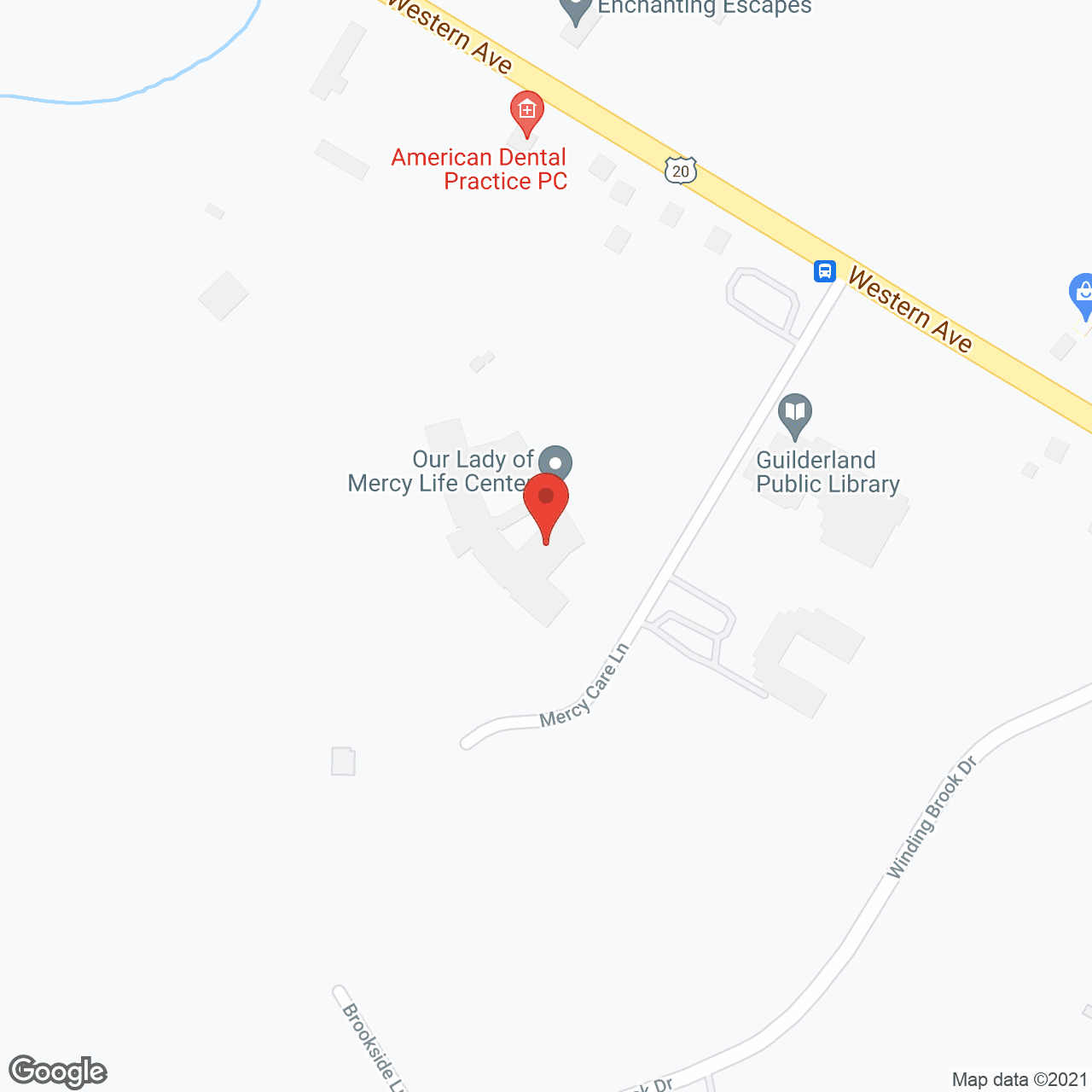 Map of the neighborhood around Our Lady of Mercy Life Ctr