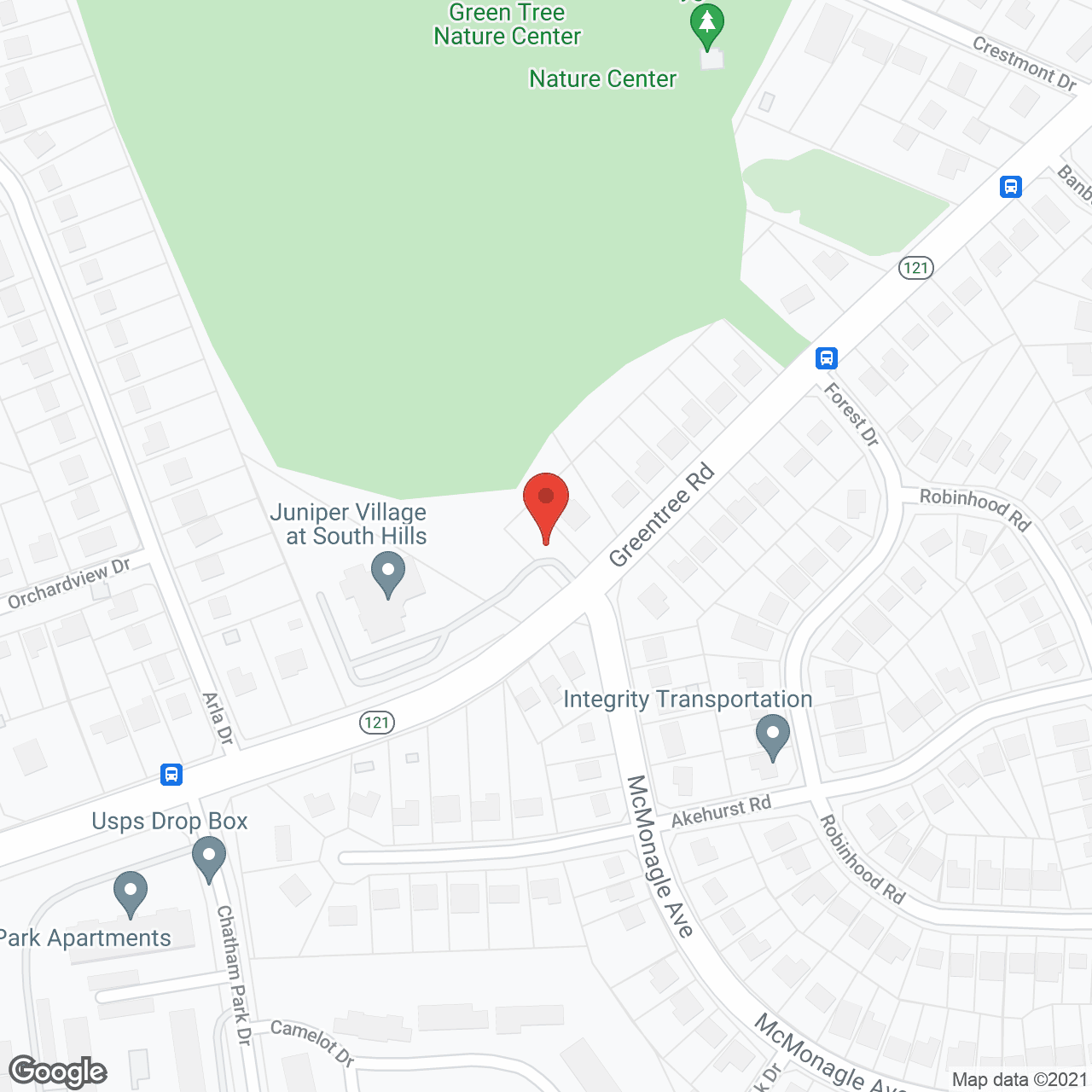 Map of the neighborhood around Juniper Village at South Hills