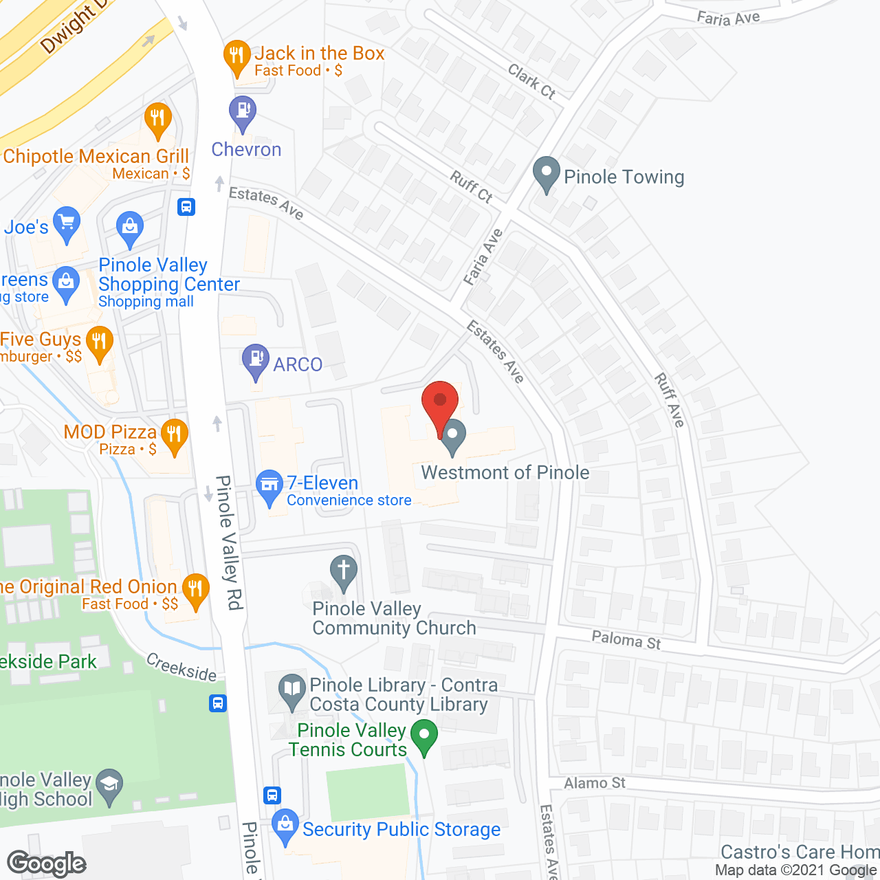 Map of the neighborhood around Westmont of Pinole