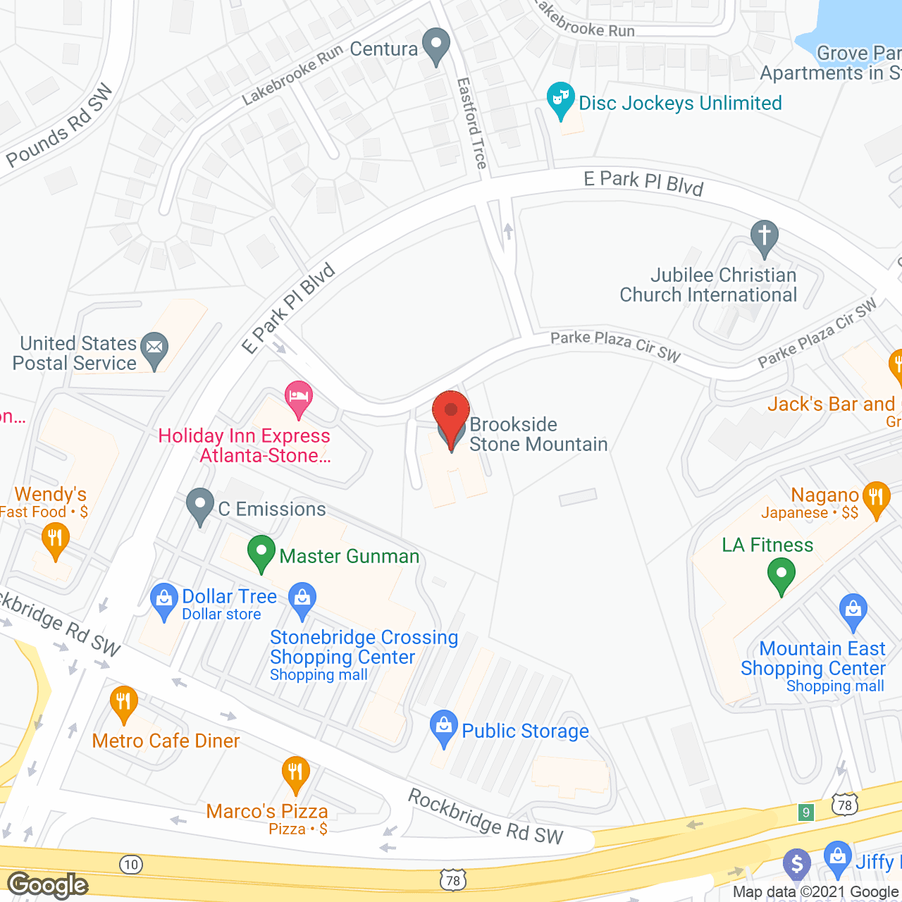 Map of the neighborhood around Brookside Stone Mountain