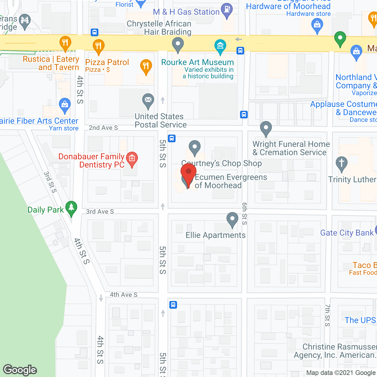 Map of the neighborhood around Ecumen Evergreens Of Moorhead