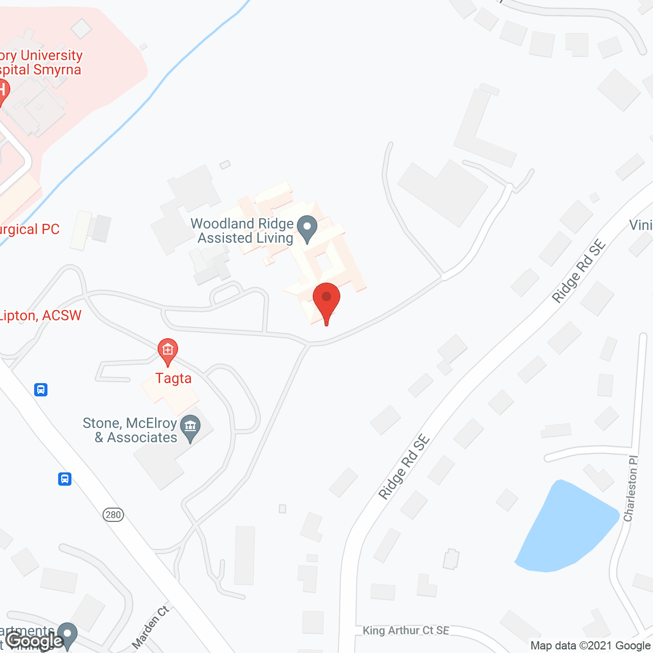 Map of the neighborhood around Woodland Ridge Assisted Living