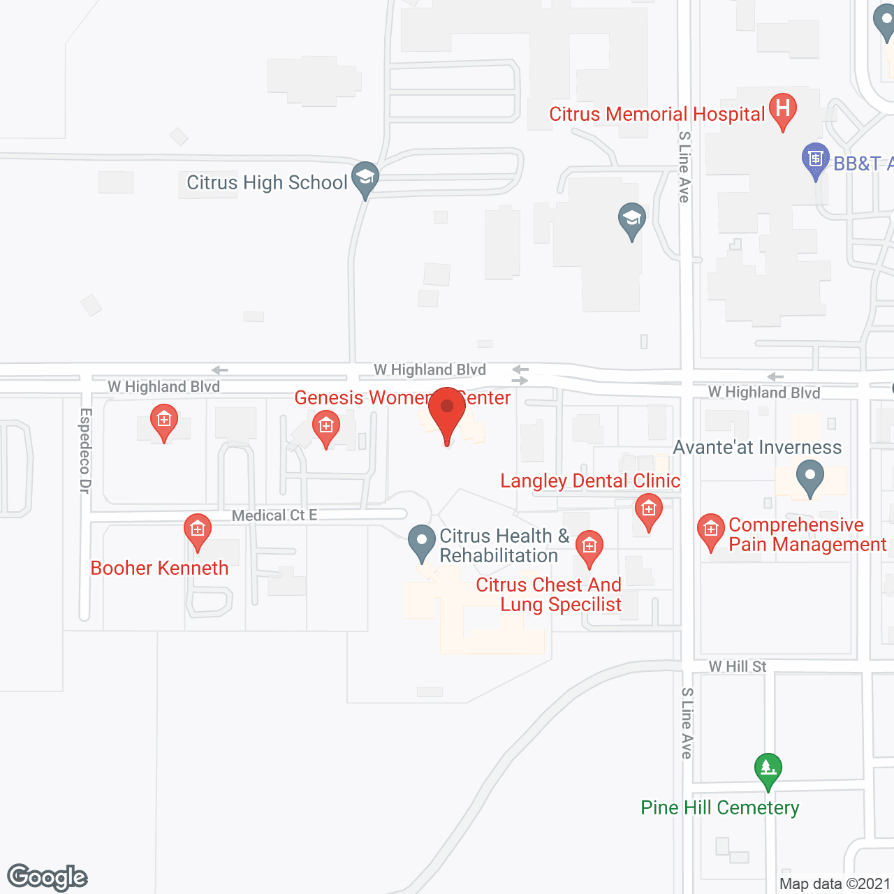 Map of the neighborhood around Highland Place