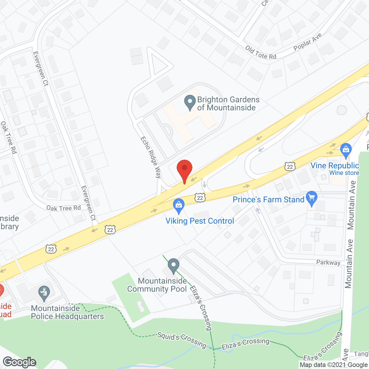 Map of the neighborhood around Brighton Gardens of Mountainside