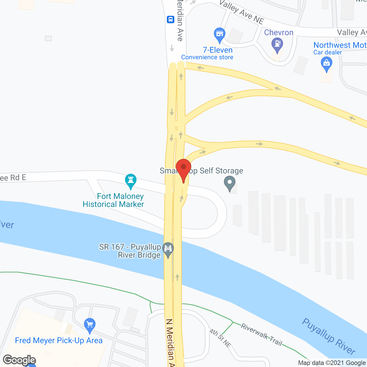 Map of the neighborhood around Vineyard Park of Puyallup