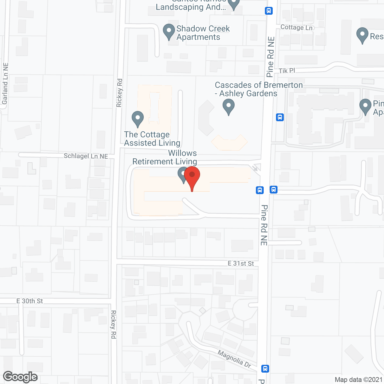 Map of the neighborhood around Cascades of Bremerton