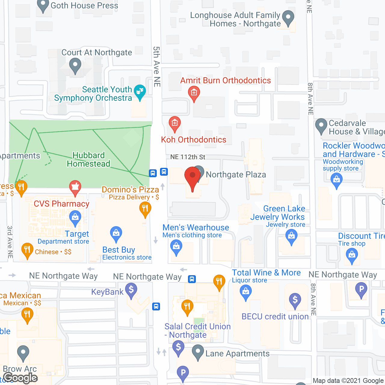 Map of the neighborhood around Northgate Plaza