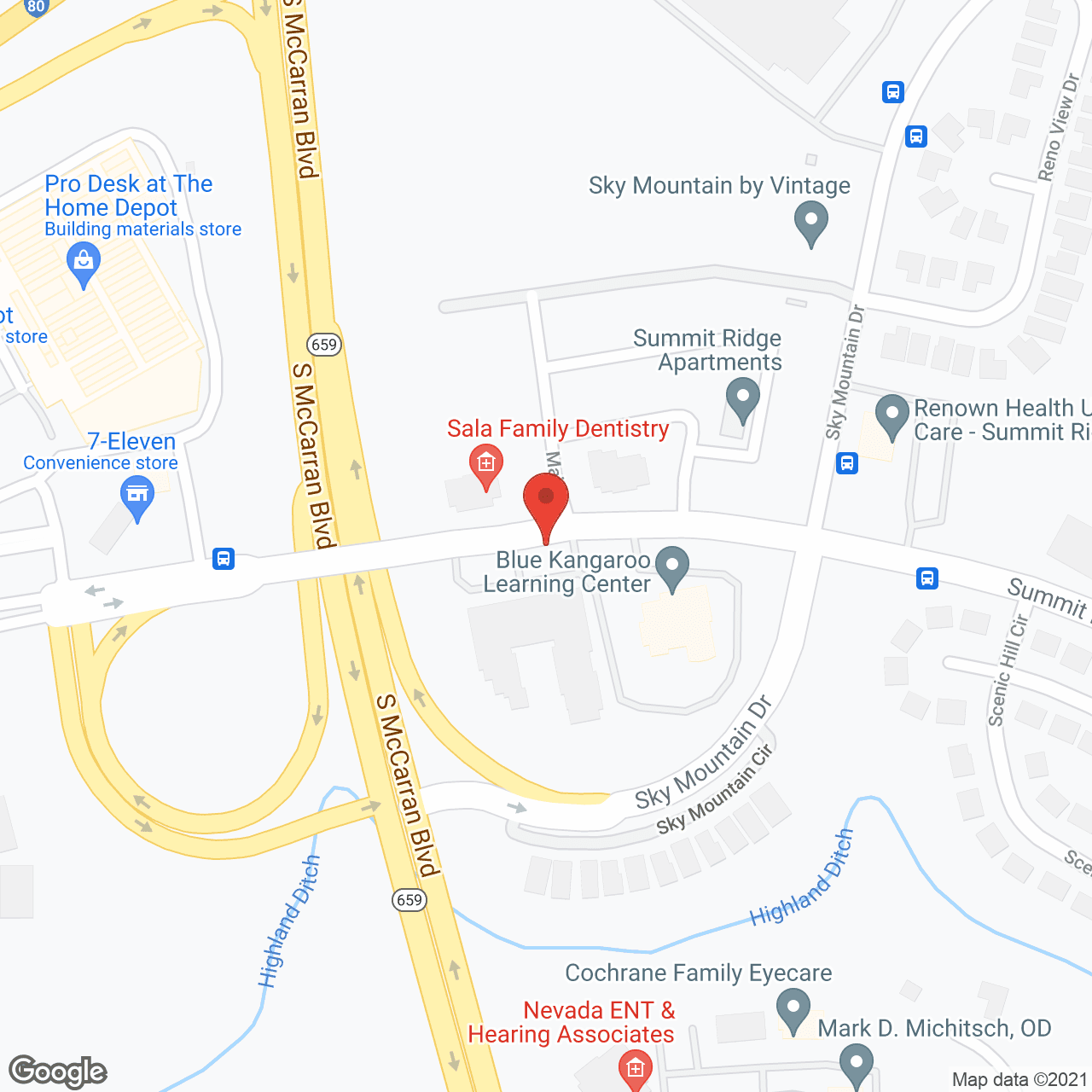 Map of the neighborhood around Atria Summit Ridge
