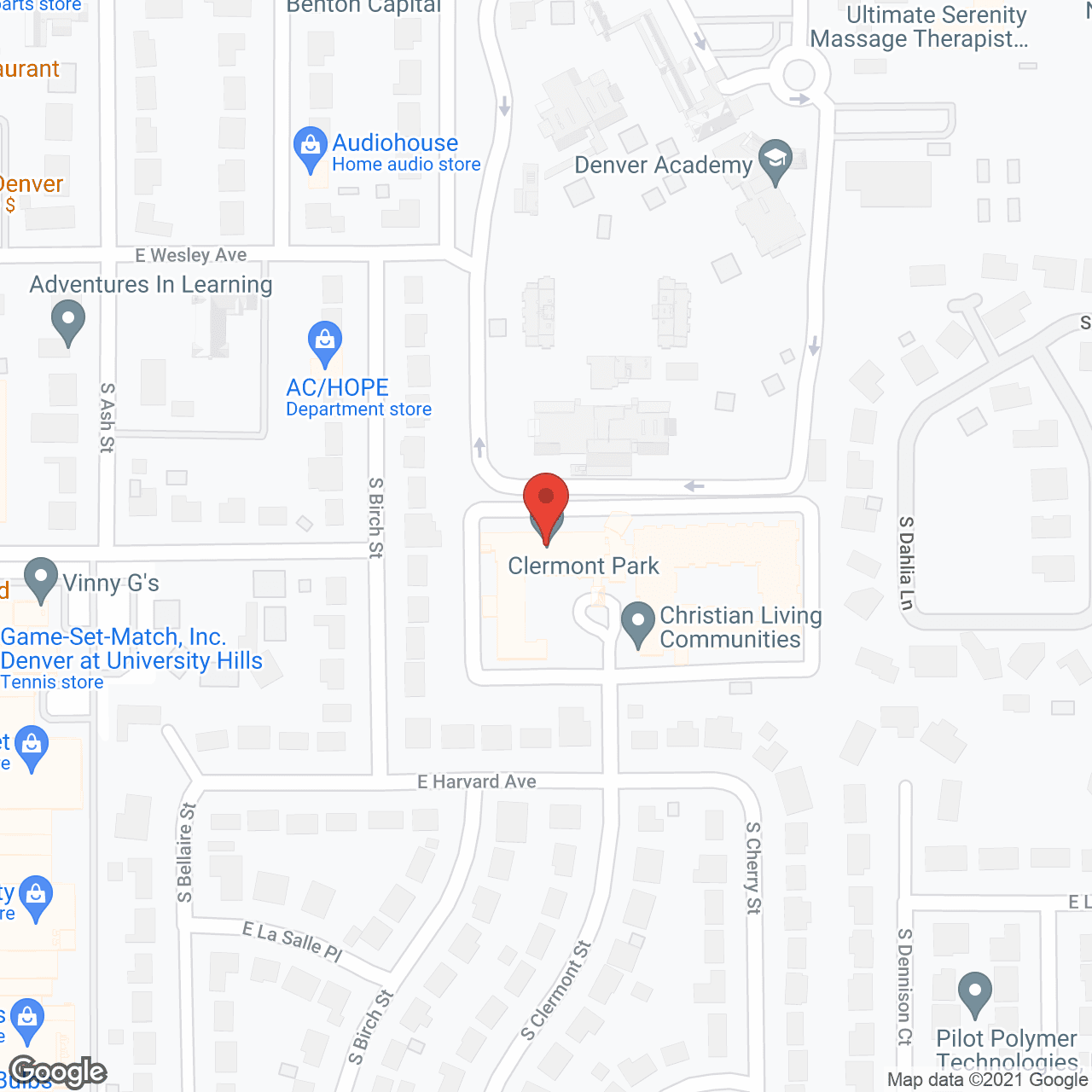 Map of the neighborhood around Clermont Park
