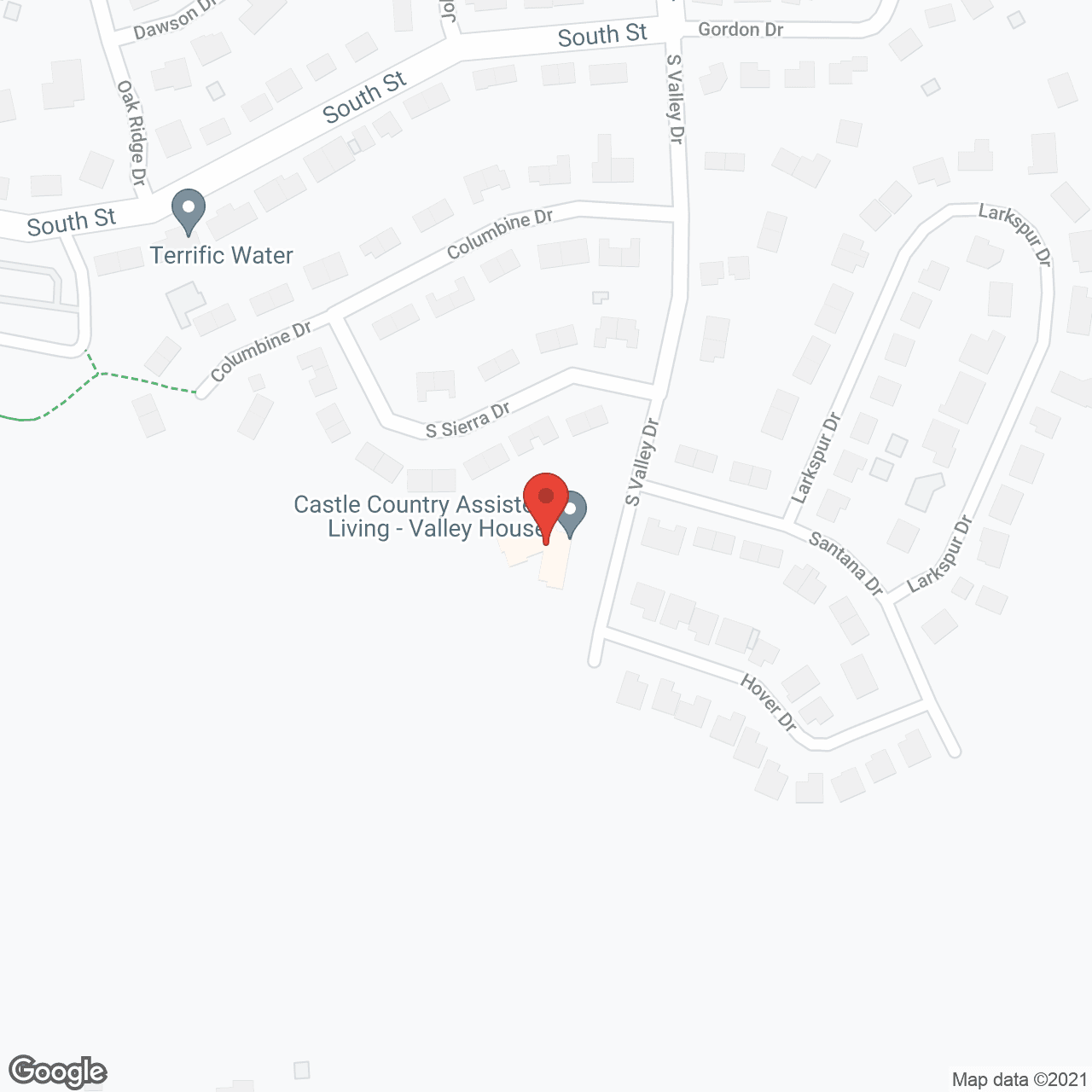 Map of the neighborhood around Valley House