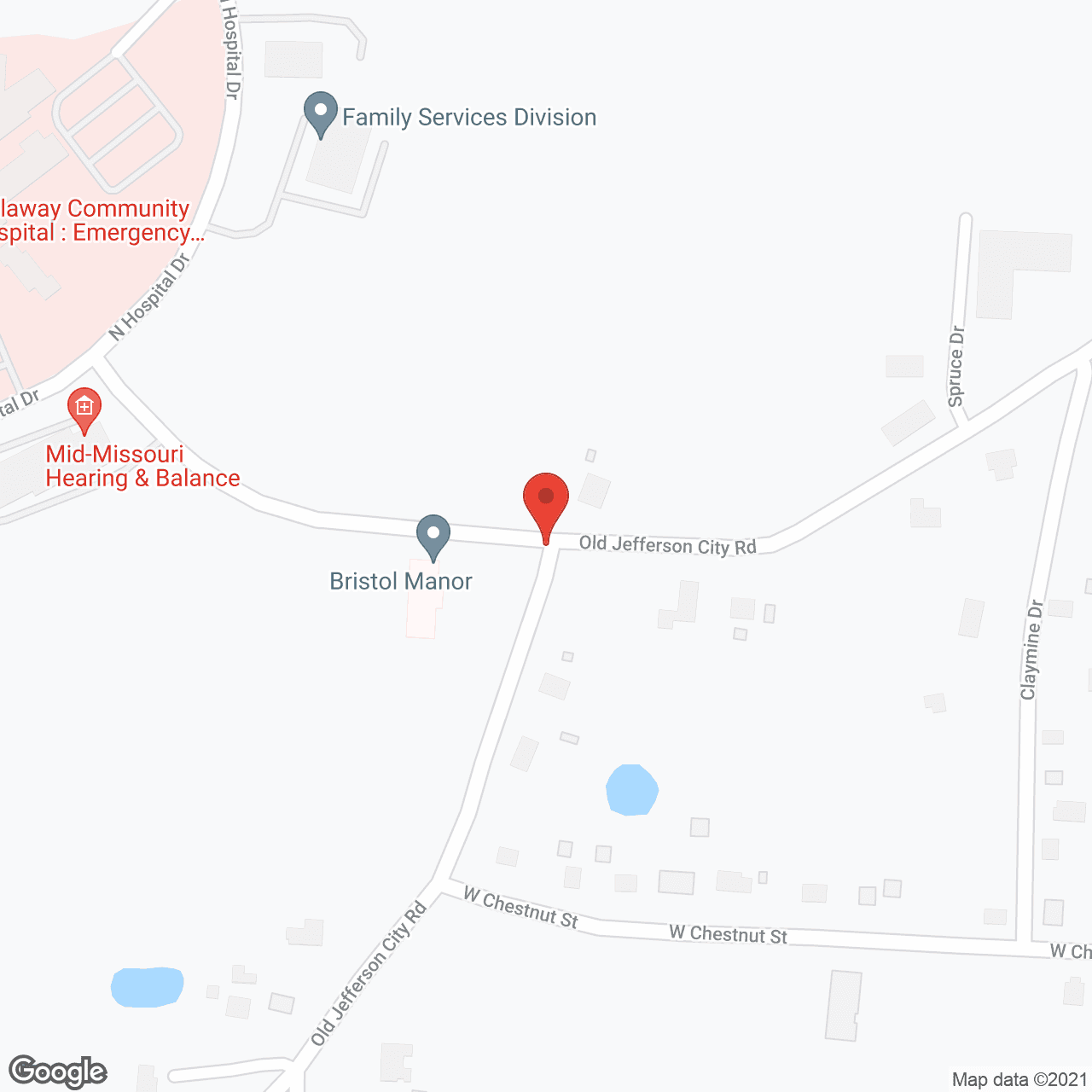 Map of the neighborhood around Bristol Manor of Fulton