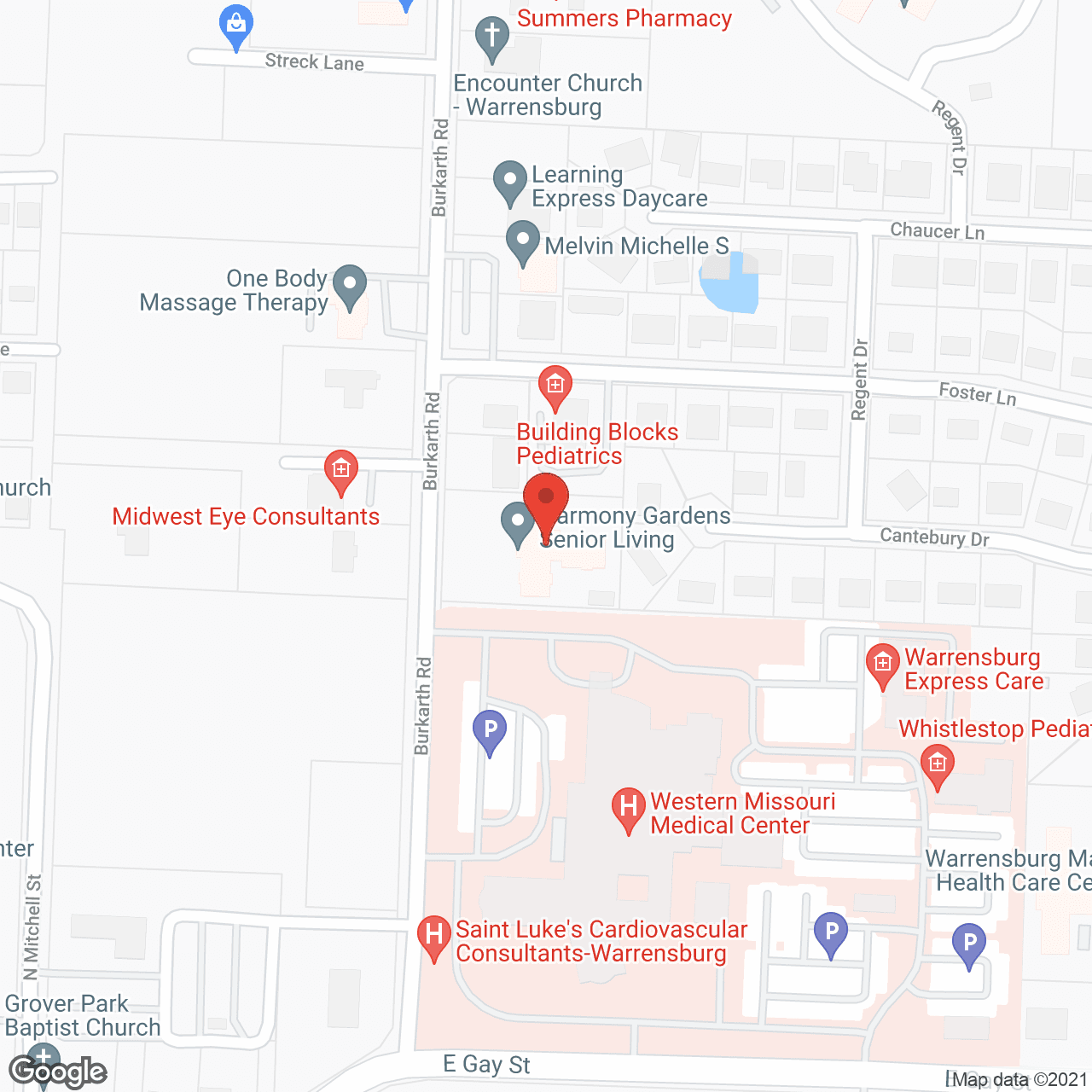 Map of the neighborhood around Harmony Gardens