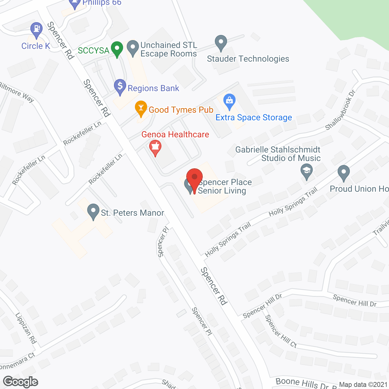 Map of the neighborhood around Spencer Place