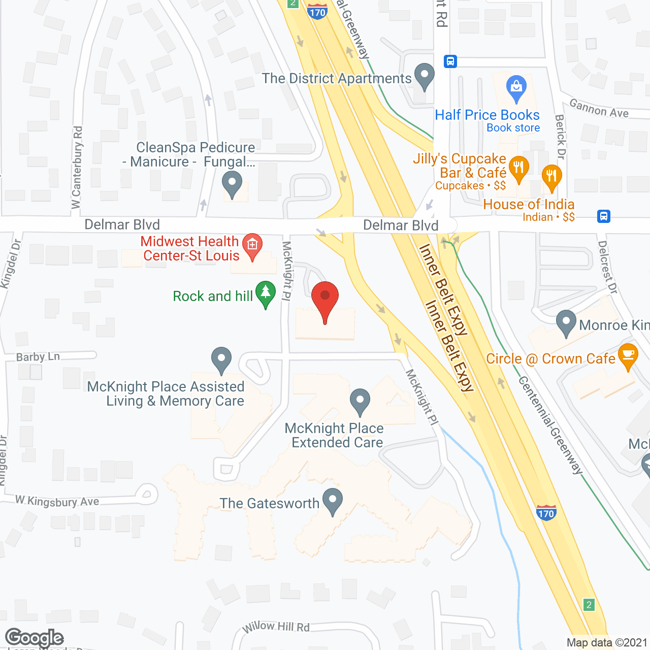 Map of the neighborhood around Brentmoor