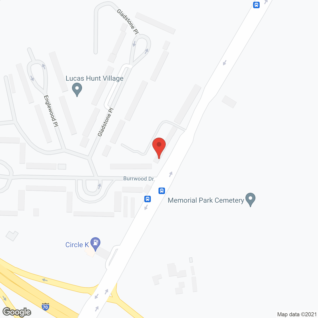 Map of the neighborhood around Lucas-Hunt Village Apartments