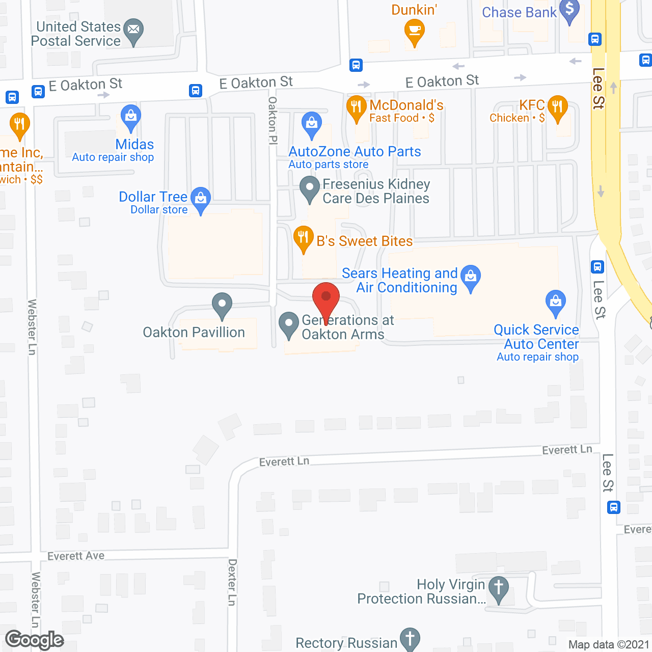 Map of the neighborhood around Generations Oakton Arms