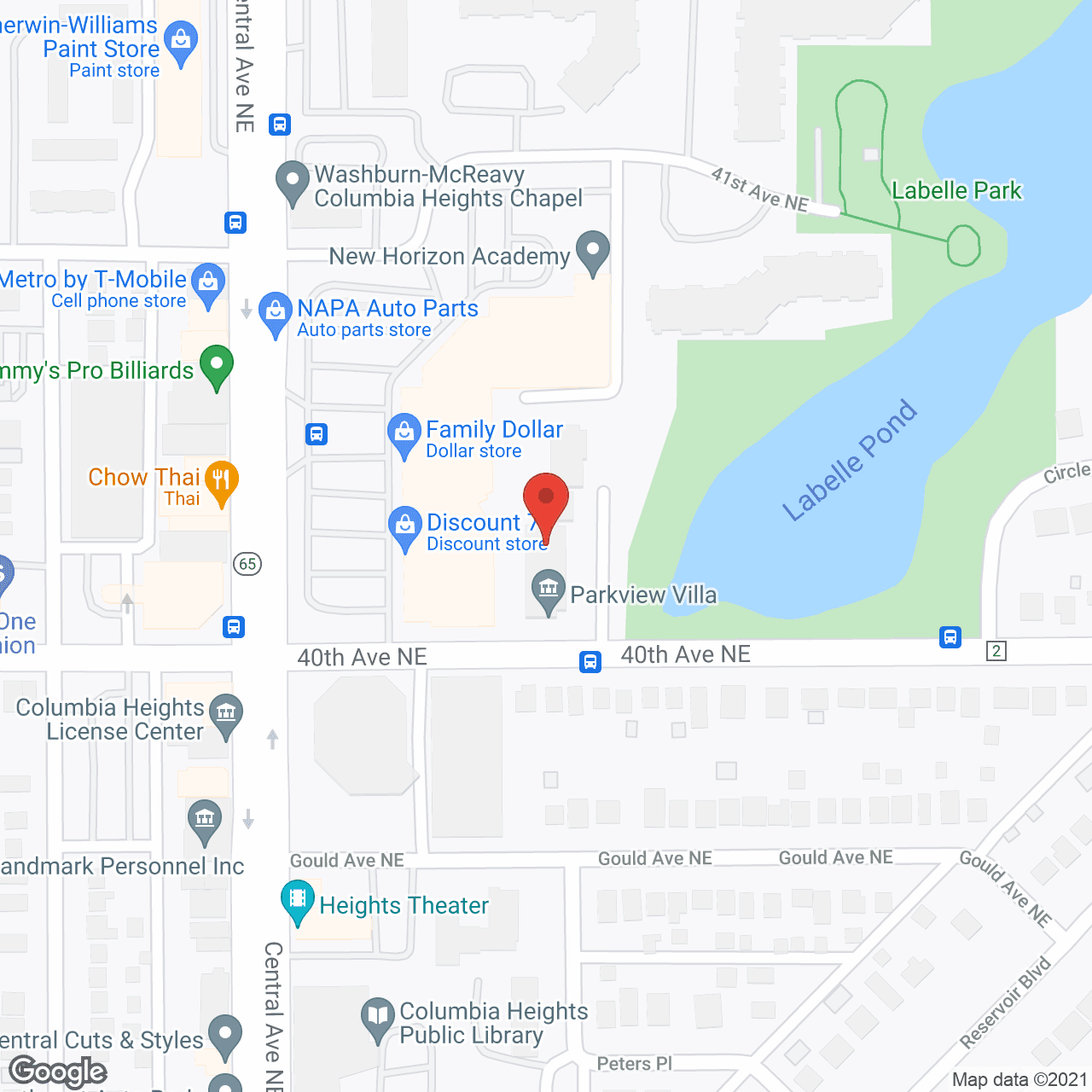 Map of the neighborhood around Parkview Villa