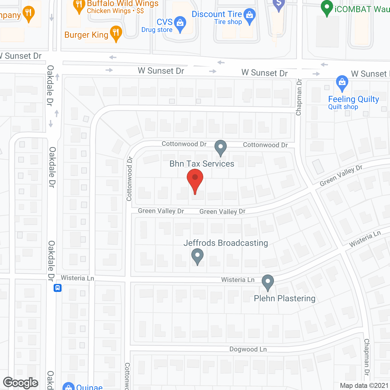 Map of the neighborhood around Green Valley