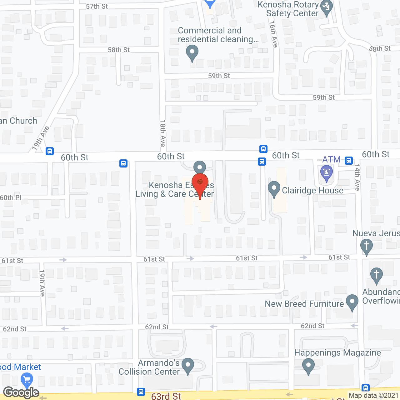 Map of the neighborhood around Kenosha Estates Living and Care Center